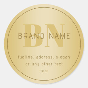 Stylised Modern Minimal Gold Return Address Classic Round Sticker
