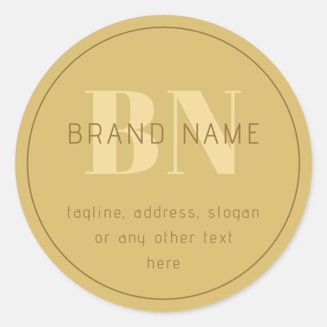 Stylised Modern Minimal Gold Return Address  Classic Round Sticker (Front)