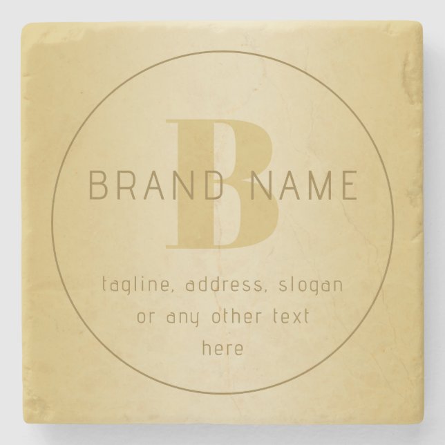 Stylised Modern Minimal Gold Return Address  Stone Coaster (Front)