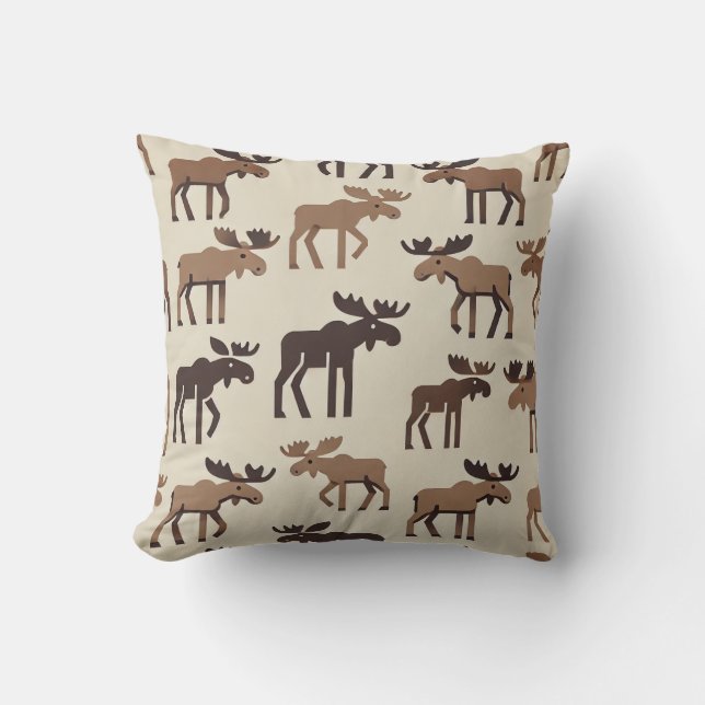 Stylised Moose Pattern – Minimalist Nature-Inspire Cushion (Front)