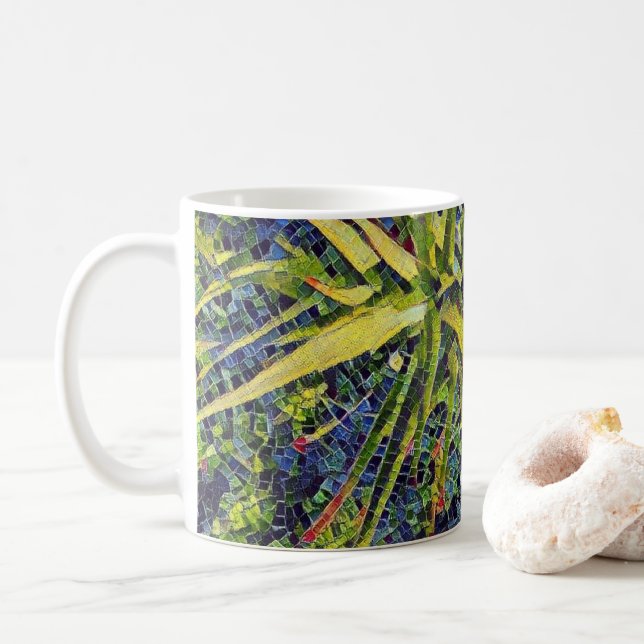 Stylised Mosaic Aloe Coffee / Tea Mug (With Donut)