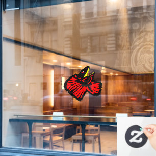 Stylised Neon Red Frilled-neck Lizard Window Cling