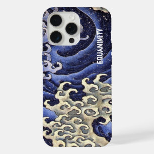 Stylised Ocean Wave Navy Blue and Ivory iPhone 15 Pro Max Case