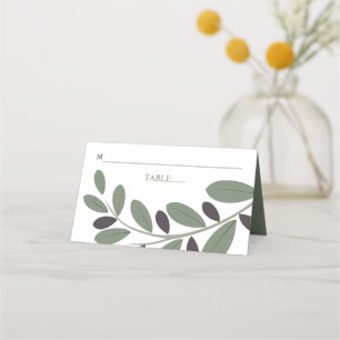 Stylised Olive branch Mediterranean charm wedding Place Card