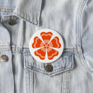 Stylised Orange Retro Flower 7.5 Cm Round Badge