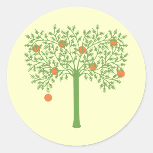 Stylised Orange Tree Classic Round Sticker