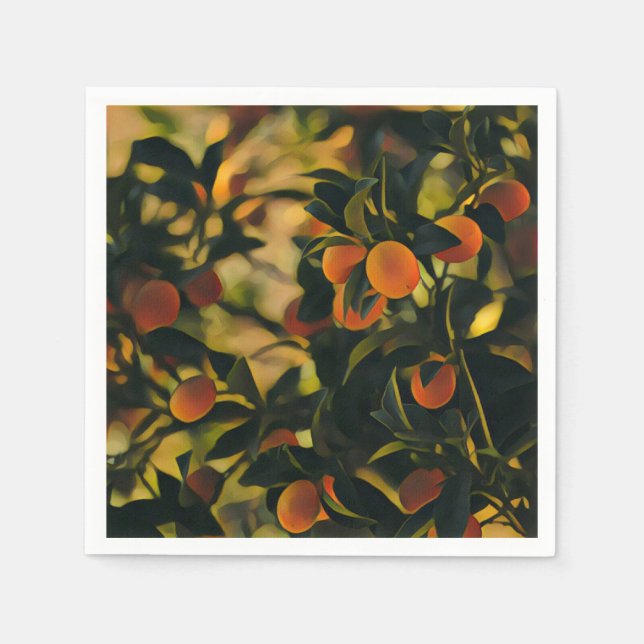 Stylised Orange Tree Paper Napkin (Front)