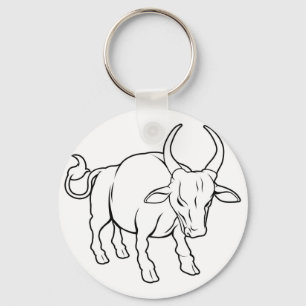 Stylised ox illustration key ring
