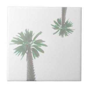 Stylised Palm Tree Pastel Green Tropical Ceramic Tile