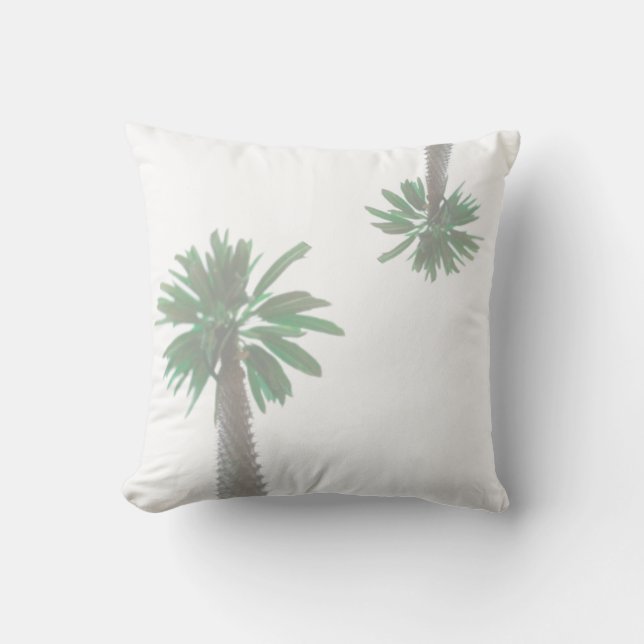 Stylised Palm Tree Pastel Green Tropical Cushion (Front)