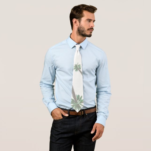 Stylised Palm Tree Pastel Green Tropical Tie (In Situ)
