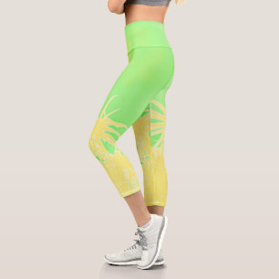 Stylised Palm Trees Abstract Art Pastel Tropical Capri Leggings