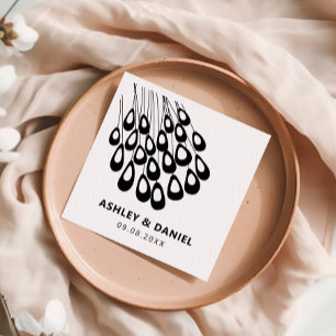 Stylised Peacock Feather Modern Wedding Napkin