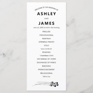 Stylised Peacock Feather Modern Wedding Program