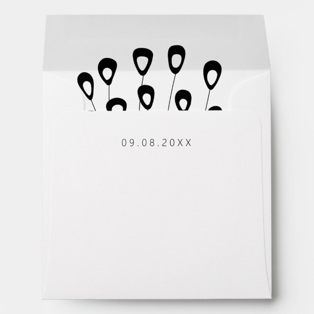 Stylised Peacock Feather Modern Wedding Square Envelope (Back (Bottom))