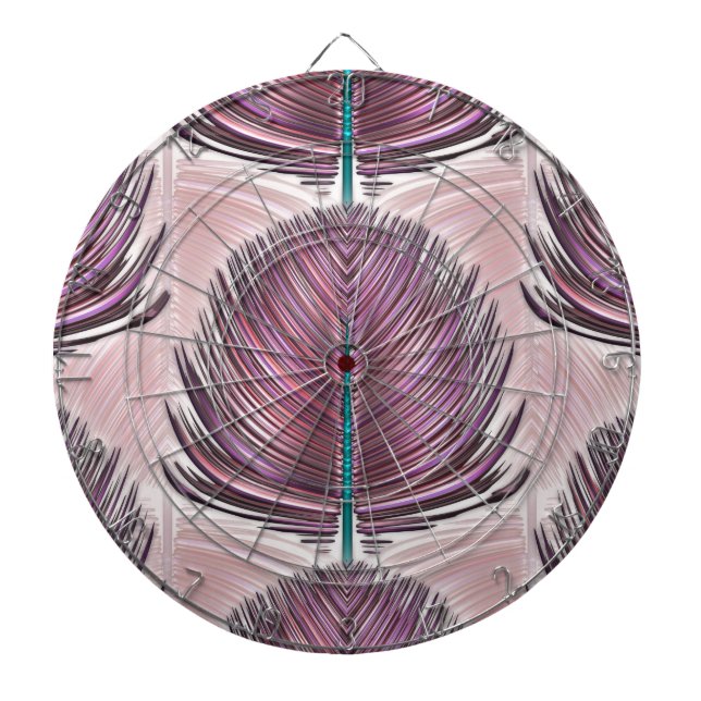 Stylised Peacock Feather - pink Dartboard (Front)