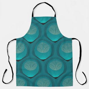 Stylised Peacock Feathers Blue Tile Apron