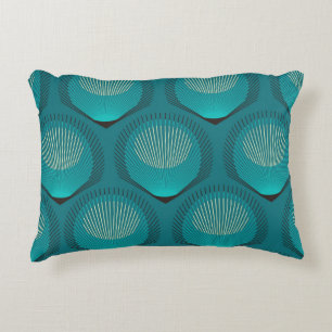 Stylised Peacock Feathers Blue Tile Decorative Cushion