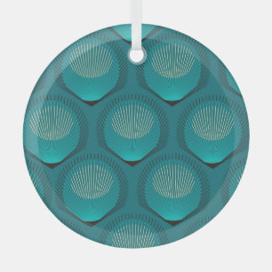 Stylised Peacock Feathers Blue Tile Glass Tree Decoration