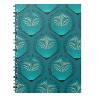 Stylised Peacock Feathers Blue Tile Notebook
