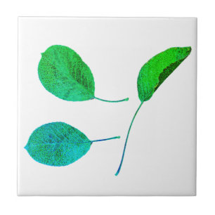 Stylised Pear Tree Leaf Texture Print Ceramic Tile
