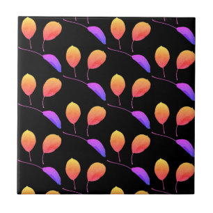 Stylised Pear Tree Leaf Texture Print Ceramic Tile