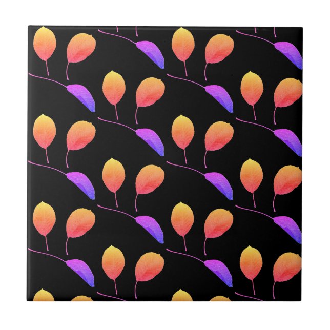 Stylised Pear Tree Leaf Texture Print Ceramic Tile (Front)