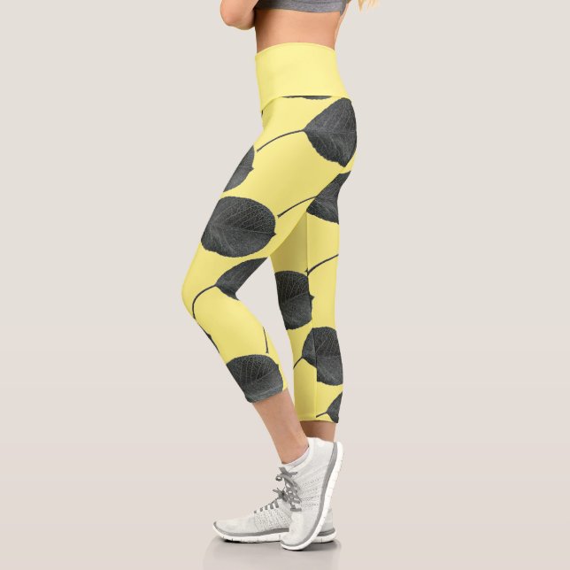 Stylised Pear Tree Leaf Texture Print Leggings (Left)