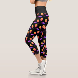Stylised Pear Tree Leaf Texture Print Leggings