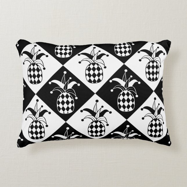 Stylised Pineapple Harlequin Doodle Pattern Decorative Cushion (Front)