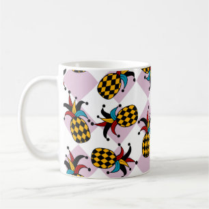 Stylised pineapple. Hat and rhombus Harlequin. Sea Coffee Mug