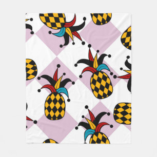 Stylised pineapple. Hat and rhombus Harlequin. Sea Fleece Blanket