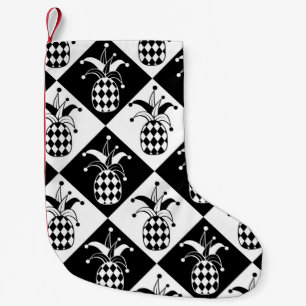 Stylised pineapple. Hat and rhombus Harlequin. Sea Small Christmas Stocking