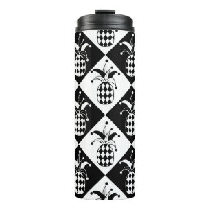 Stylised pineapple. Hat and rhombus Harlequin. Sea Thermal Tumbler