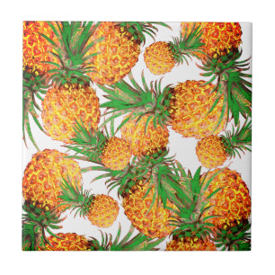 Stylised Pineapples Pattern Yummy Ceramic Tile