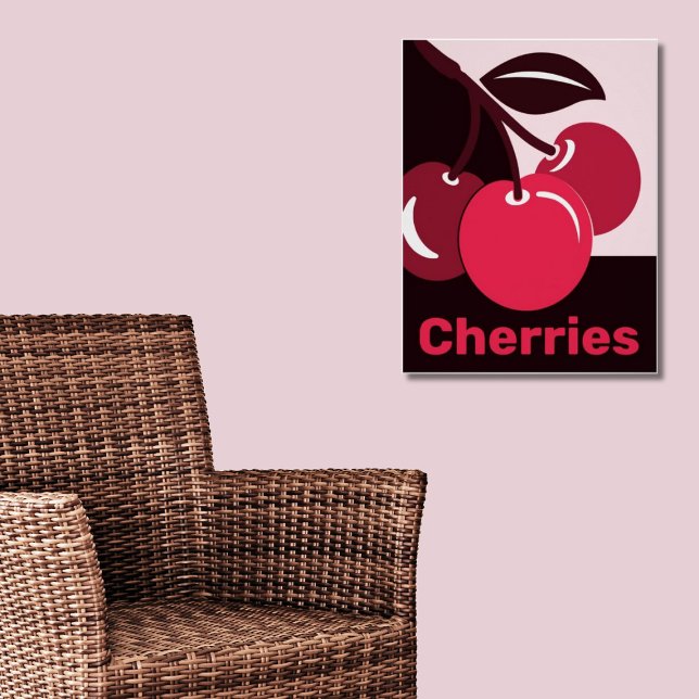 Stylised Pink and Black Cherry Triplet & Caption Poster (Stylized Pink and Black Cherry Triplet & Caption Poster)