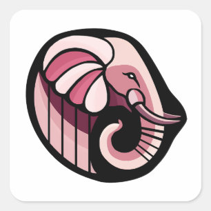 Stylised Pink Elephant Square Sticker