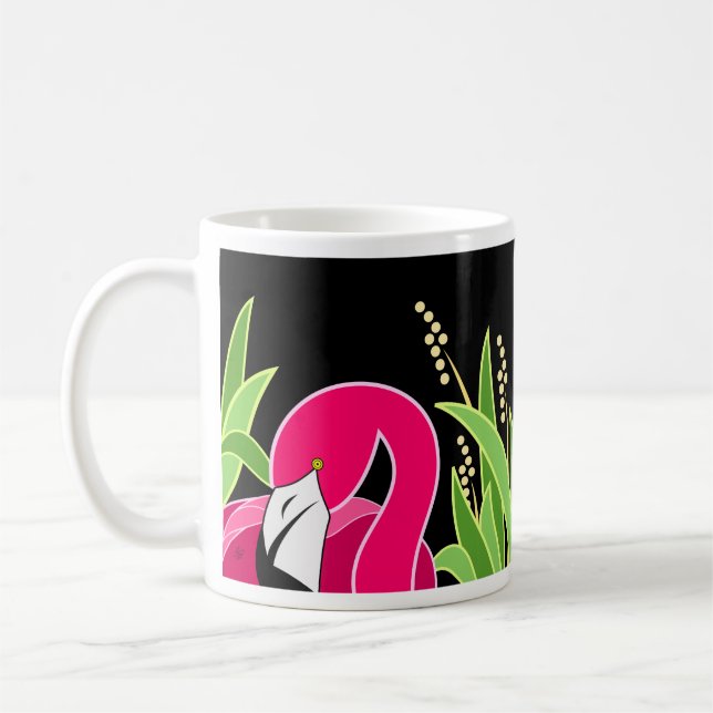 Stylised Pink Flamingo Bird Coffee Mug (Left)