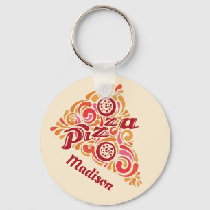 Stylised Pizza custom name key chains
