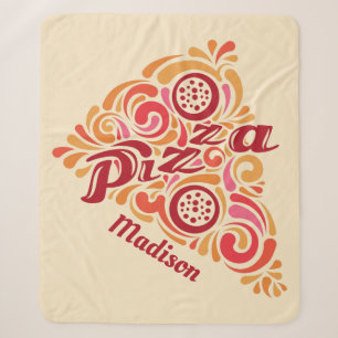 Stylised Pizza custom name throw blankets