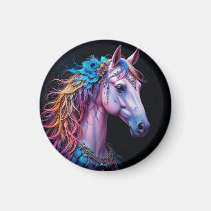 Stylised Portrait of a Horse With Flowing Mane Magnet