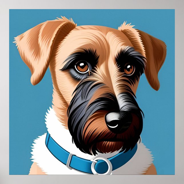 Stylised Portrait of a Terrier Dog Poster (Front)
