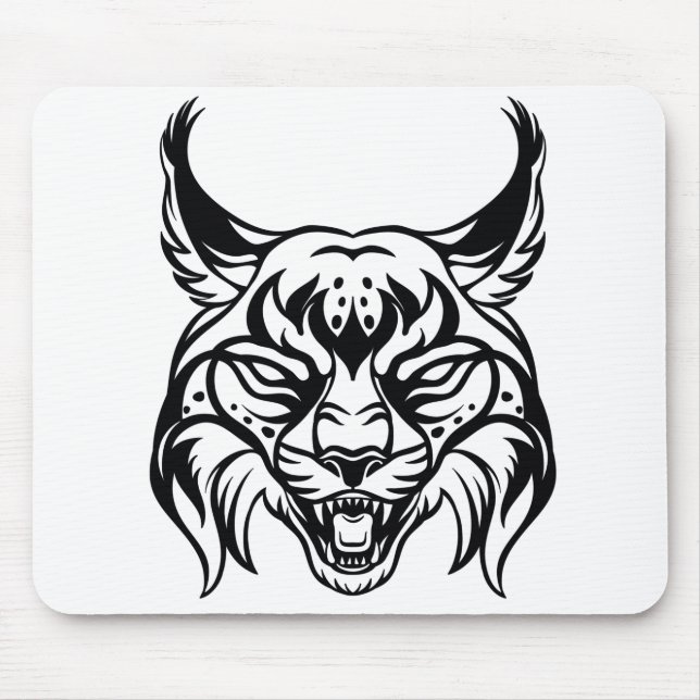 Stylised portrait of Bobcat Mouse Pad (Front)