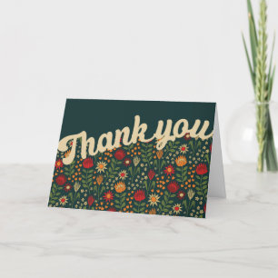 Stylised Protea Floral Block Print Millefleur Thank You Card