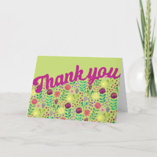 Stylised Protea Floral Block Print Millefleur Thank You Card
