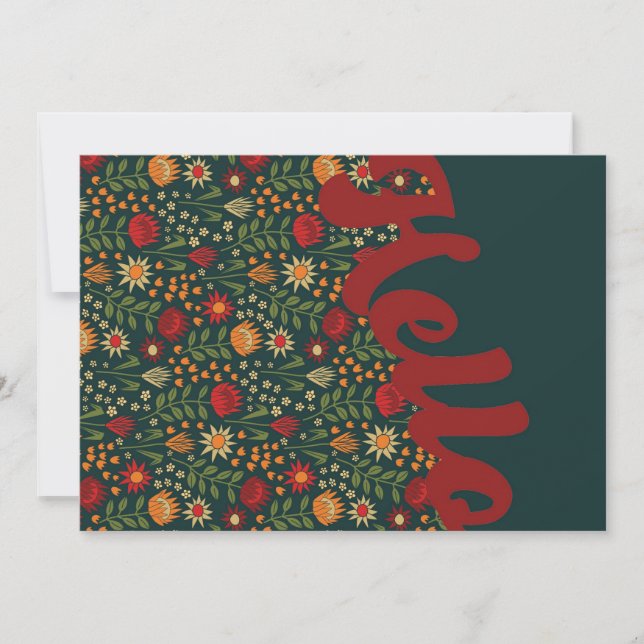 Stylised Protea Floral Millefleur Hello Greeting (Front)