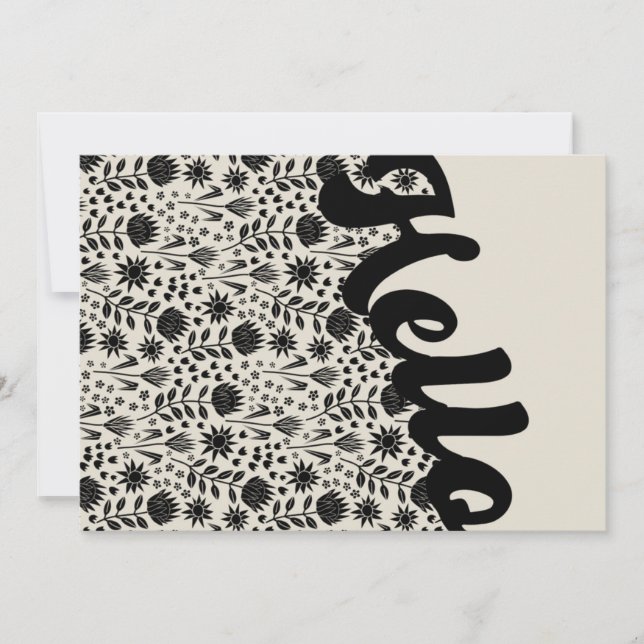 Stylised Protea Floral Millefleur Hello Greeting (Front)
