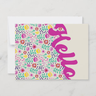 Stylised Protea Floral Millefleur Hello Greeting Postcard