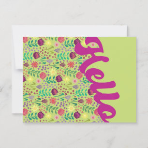 Stylised Protea Floral Millefleur Hello Greeting Postcard