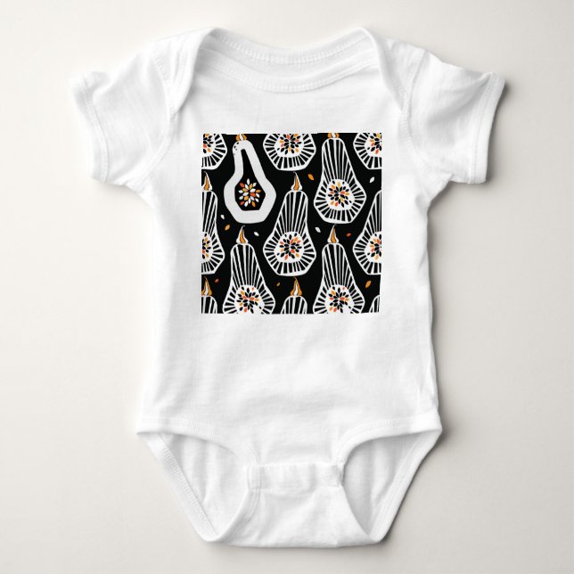 Stylised Pumpkins Seeds: Seamless Design Baby Bodysuit (Front)